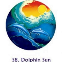 Raamsticker dolfijnen en zon