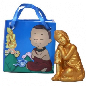 Boeddha in blauw geschenktasje