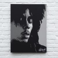 Canvas doek bedrukt met afbeelding van Bob Marley in zwart-wit